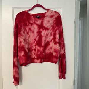 Hot Pink - Tie Dye - Cropped - Crewneck Sweater Size Large